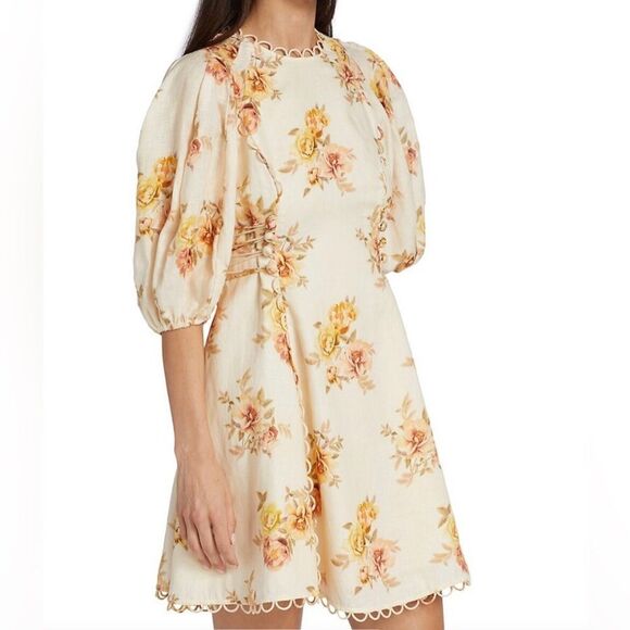 Zimmermann Rosa Linen Floral Minidress size 1/us size 6 - Picture 4 of 13